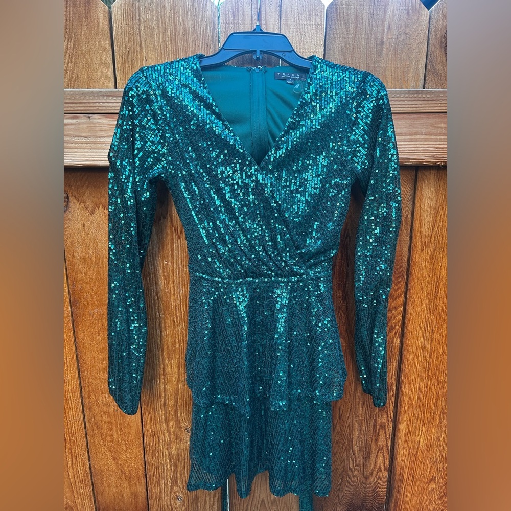 Trixxi Teal Sequin Dress